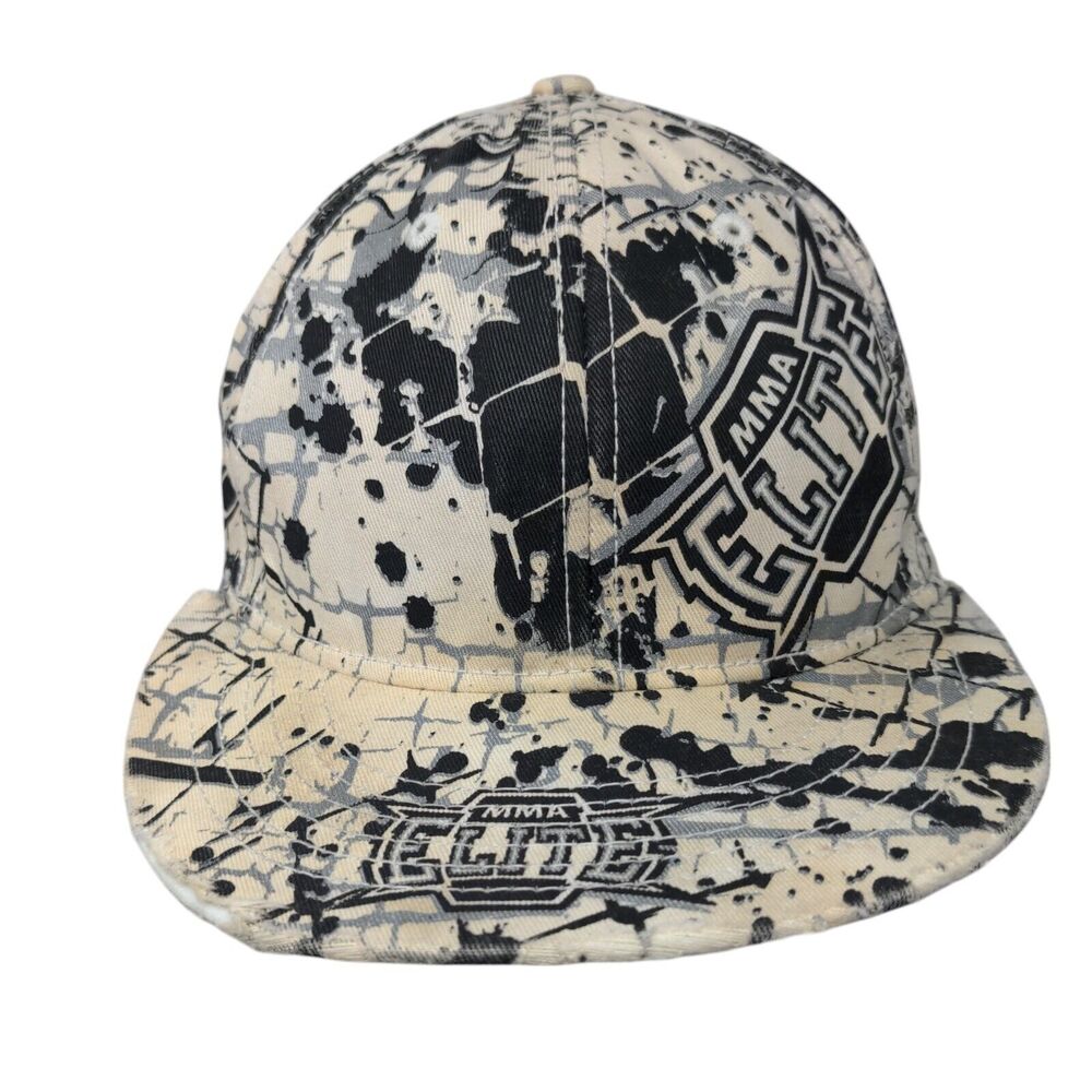MMA Elite Fitted Hat S/M Embroidered Graphic Print Vented Holes 6 Panel
